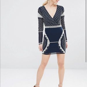 Maya Navy & Silver Beaded Dress- Size 4